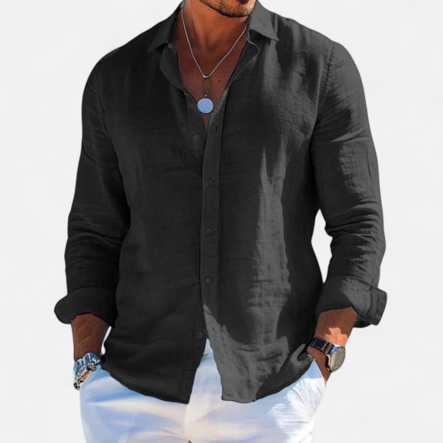 David | Refined Textured Linen Shirt - Valereo