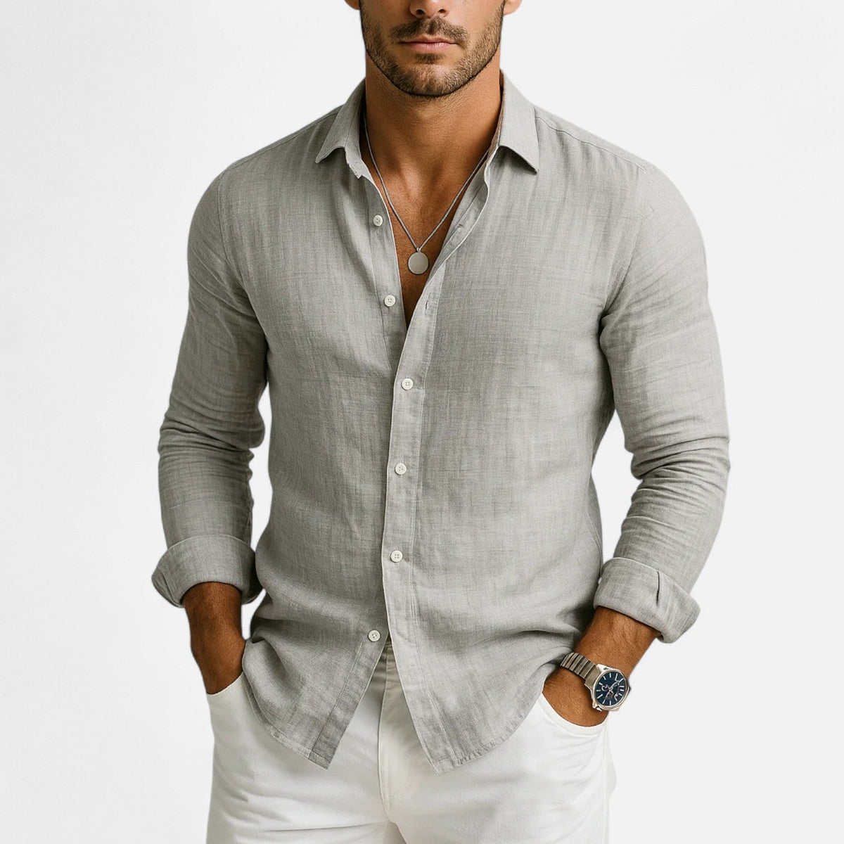 David | Refined Textured Linen Shirt - Valereo