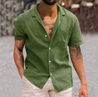 David | Relaxed Linen Button-Up Shirt - Valereo
