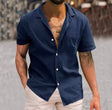 David | Relaxed Linen Button-Up Shirt - Valereo