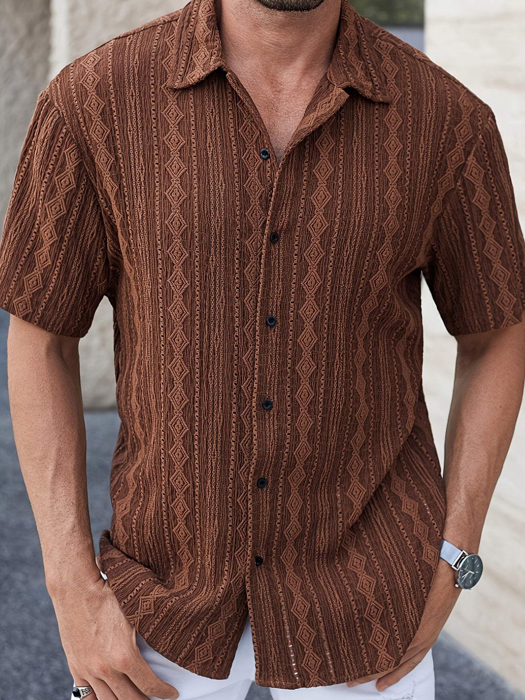 David | Stylish Textured Knit Shirt - Valereo