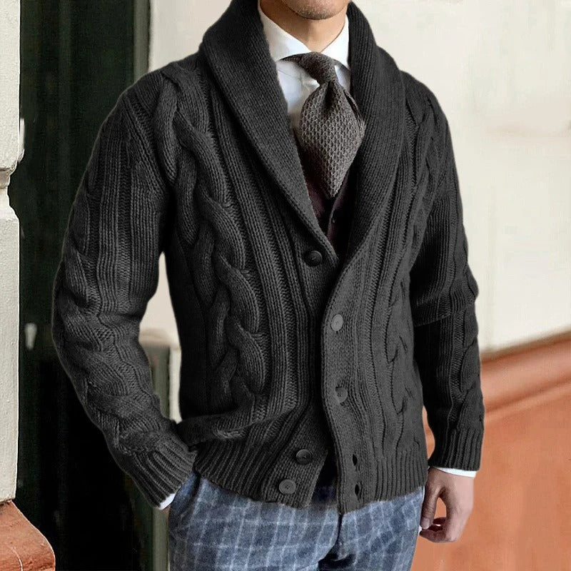 David | Timeless Collar Cable Knit Cardigan - Valereo