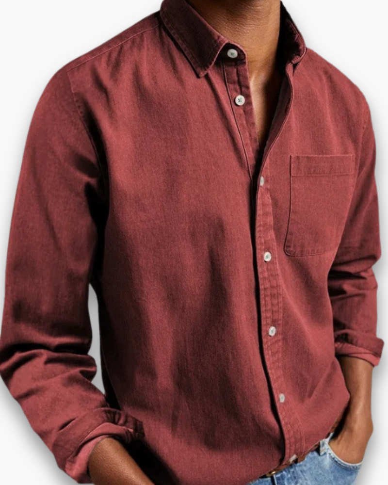 Ethan | Casual Navy Denim Shirt - Valereo