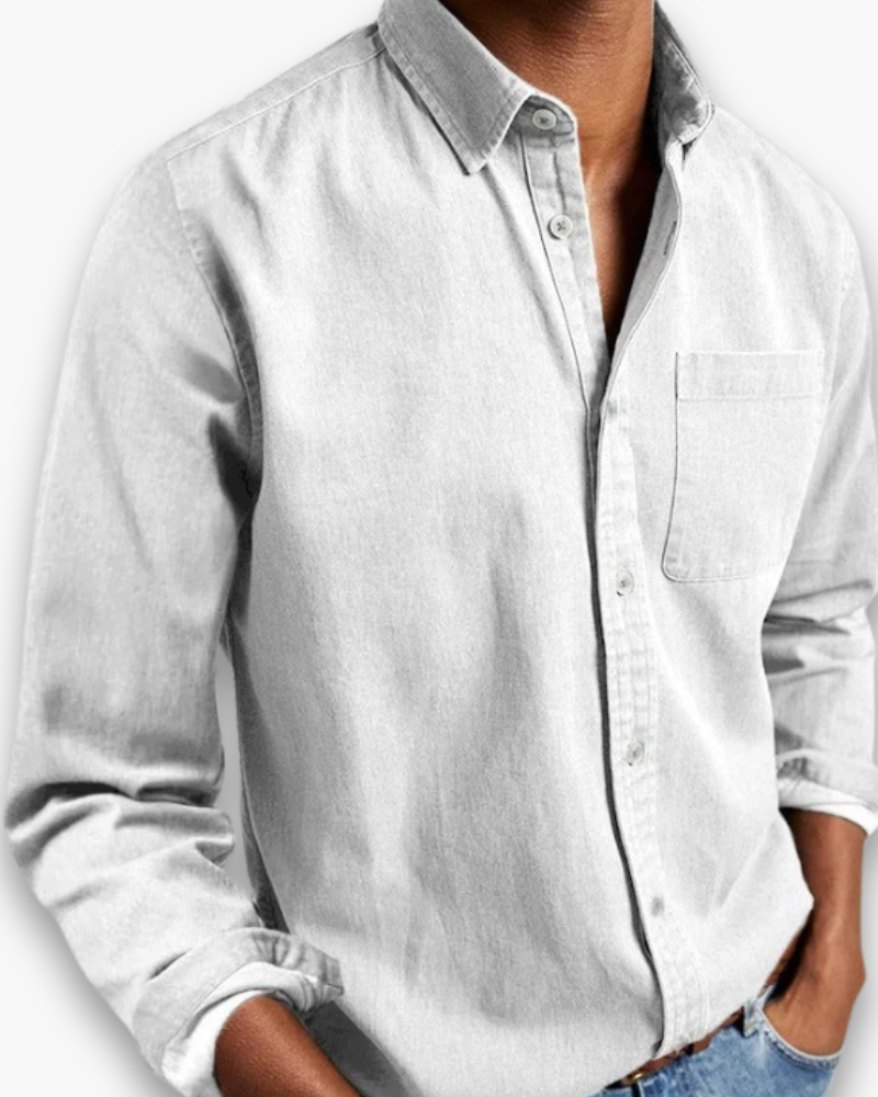 Ethan | Casual Navy Denim Shirt - Valereo