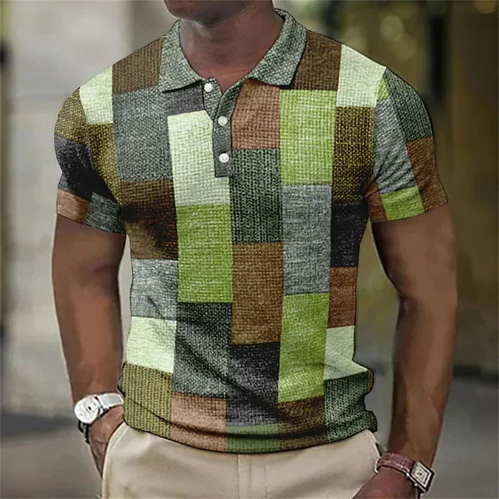 Ethan | Casual Patchwork Print Polo Shirt - Valereo