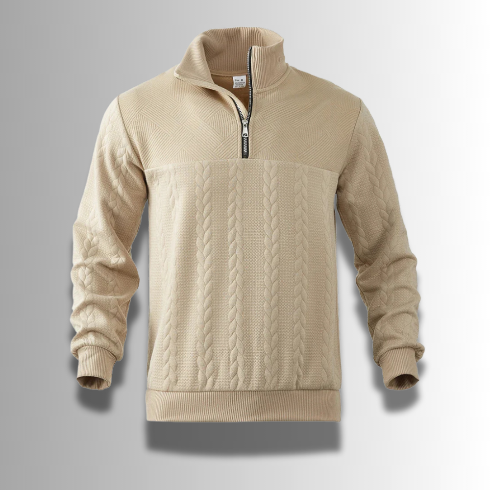 Ethan | Classic Cable Knit Quarter-Zip Sweater - Valereo