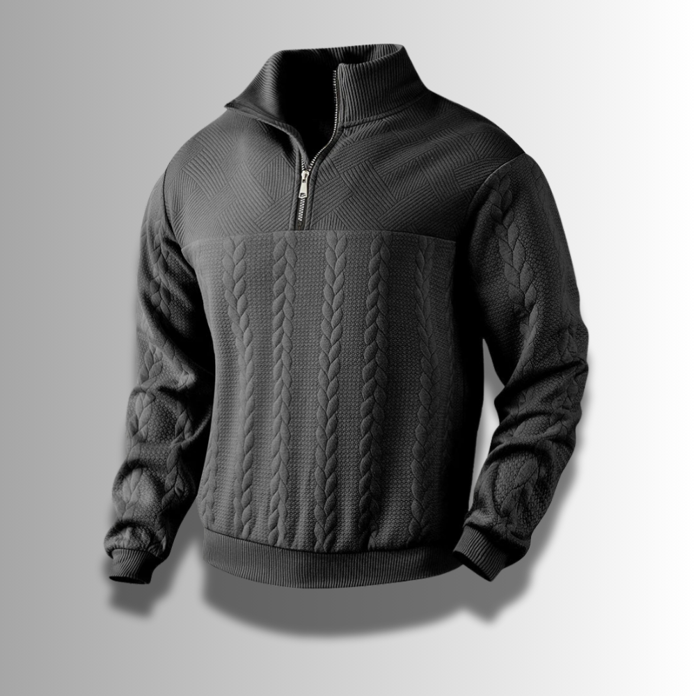 Ethan | Classic Cable Knit Quarter-Zip Sweater - Valereo