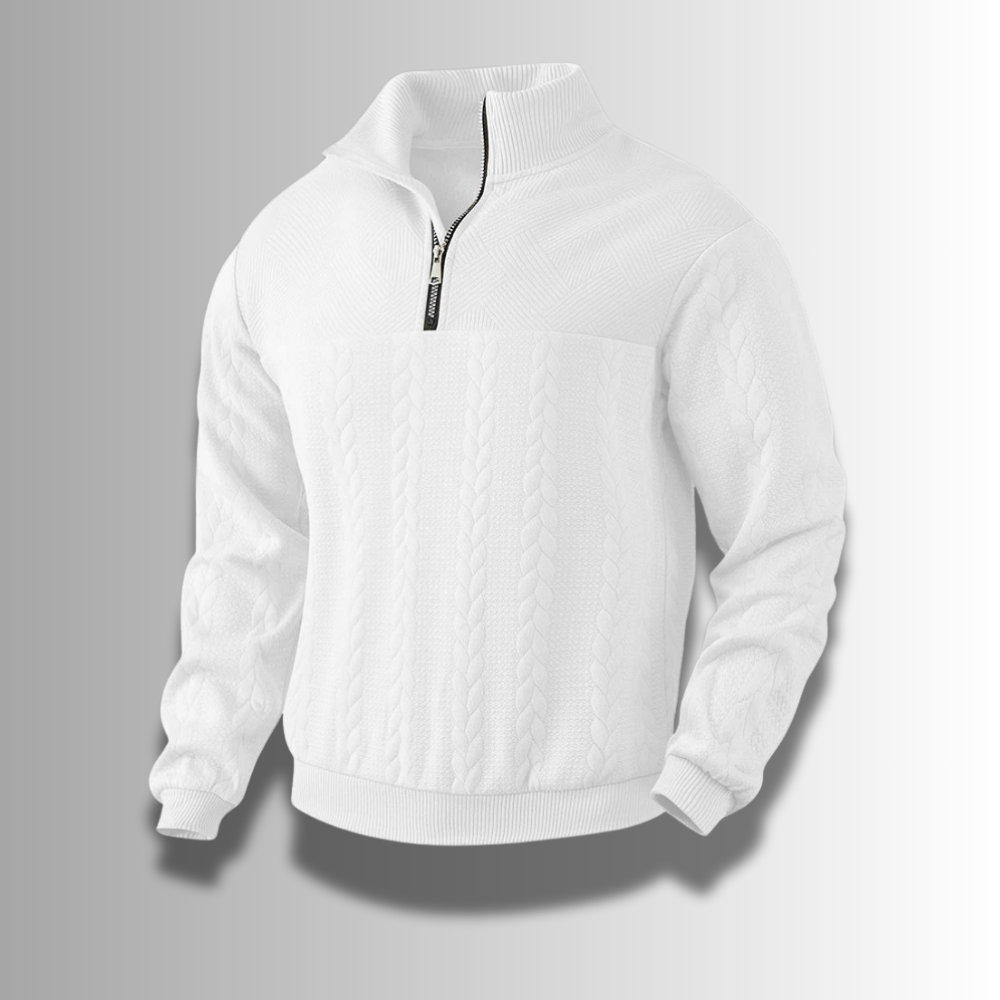 Ethan | Classic Cable Knit Quarter-Zip Sweater - Valereo
