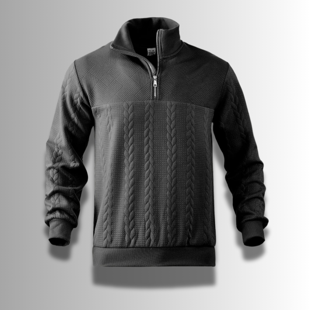 Ethan | Classic Cable Knit Quarter-Zip Sweater - Valereo