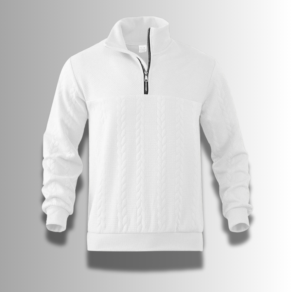 Ethan | Classic Cable Knit Quarter-Zip Sweater - Valereo