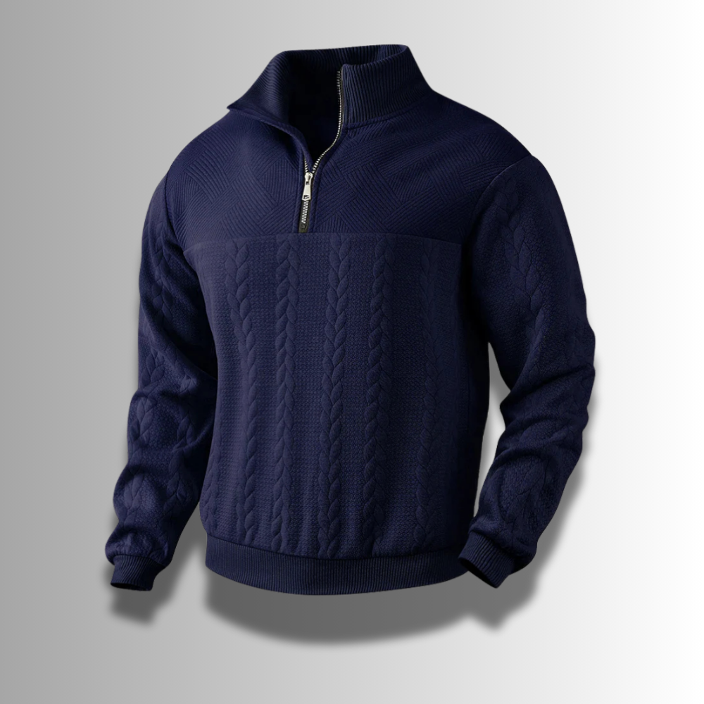 Ethan | Classic Cable Knit Quarter-Zip Sweater - Valereo