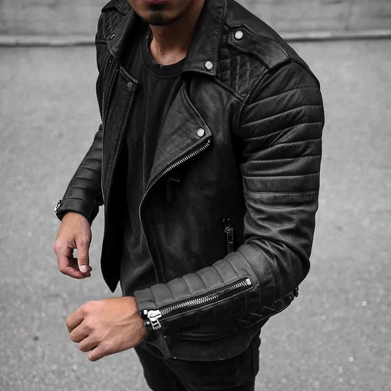 Ethan | Modern Quilted Leather Moto Jacket - Valereo