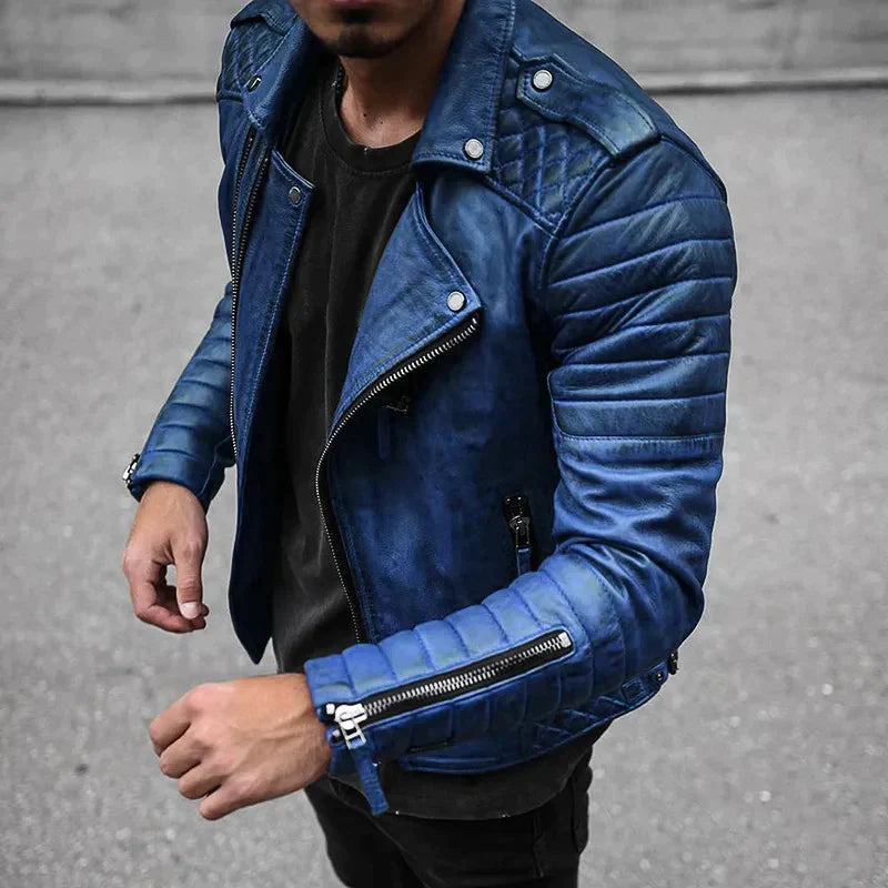 Ethan | Modern Quilted Leather Moto Jacket - Valereo