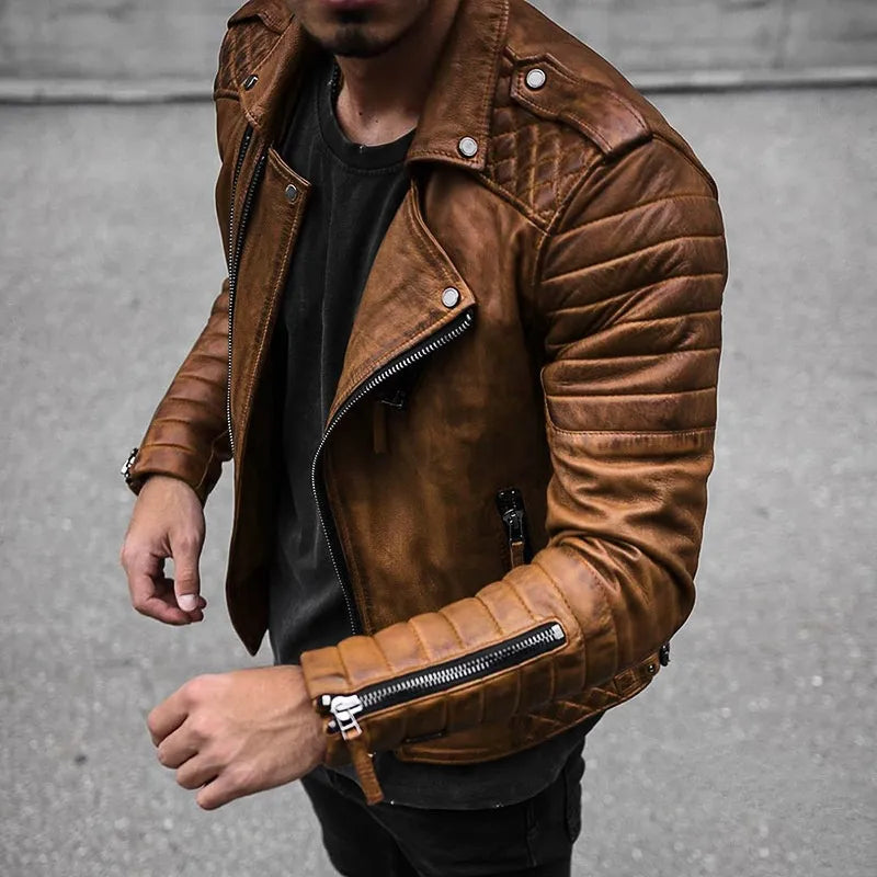 Ethan | Modern Quilted Leather Moto Jacket - Valereo