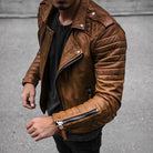 Ethan | Modern Quilted Leather Moto Jacket - Valereo