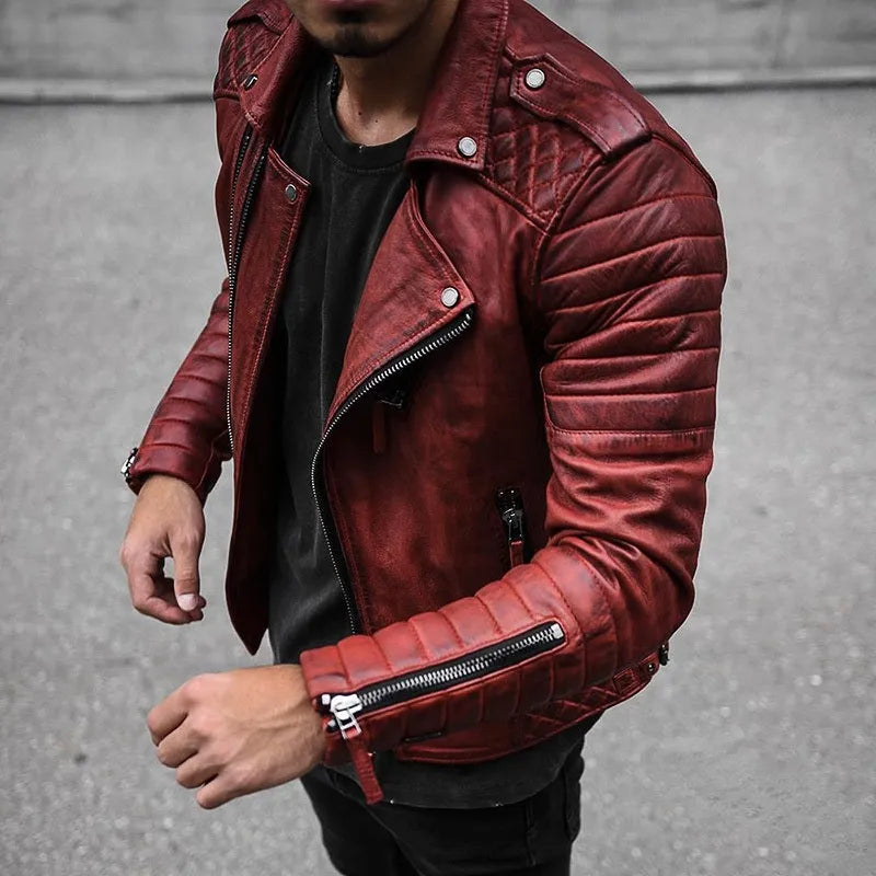 Ethan | Modern Quilted Leather Moto Jacket - Valereo