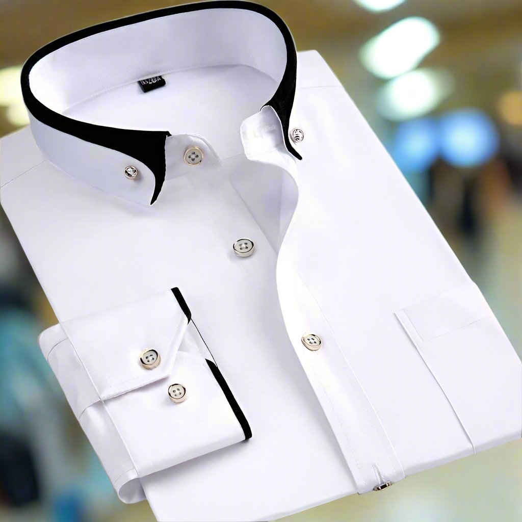 Ethan | Refined Contrast-Collar Slim-Fit Dress Shirt - Valereo