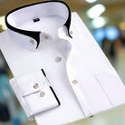 Ethan | Refined Contrast-Collar Slim-Fit Dress Shirt - Valereo
