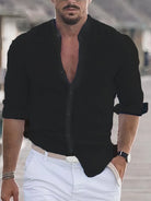 Ethan | Refined Linen Band-Collar Shirt - Valereo
