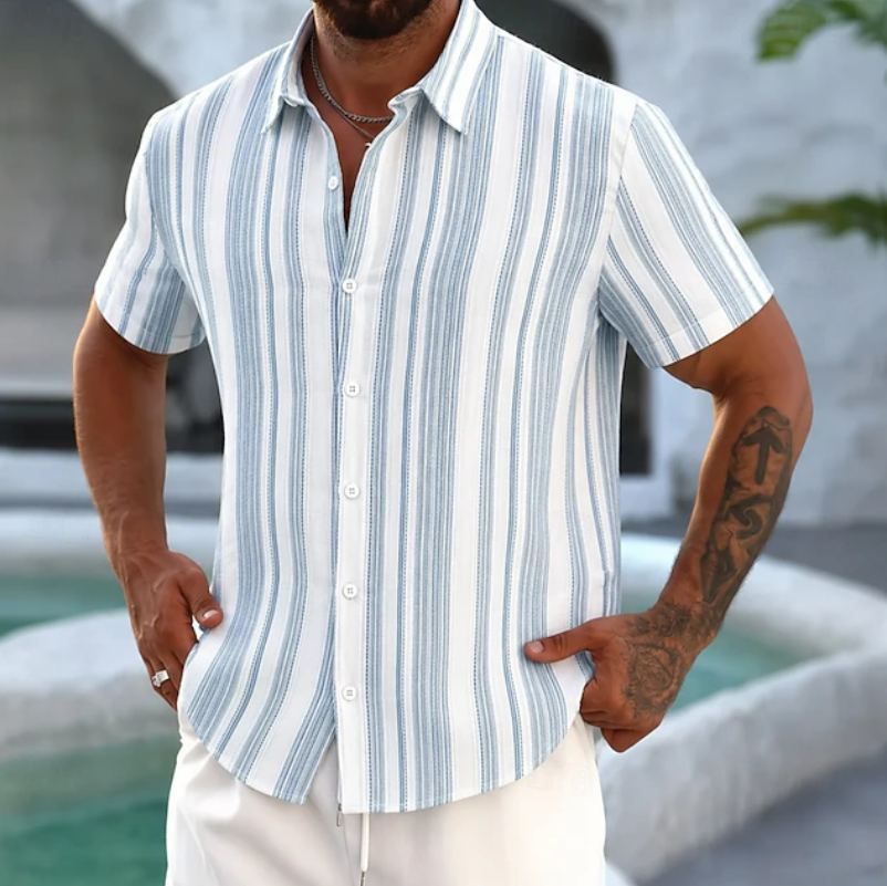 Ethan | Relaxed Striped Button-Up Shirt - Valereo