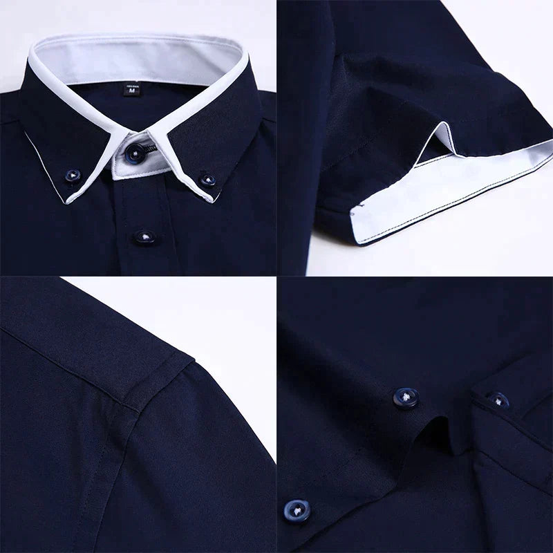Henry | Stylish Contrast-Collar Button-Up Shirt - Valereo