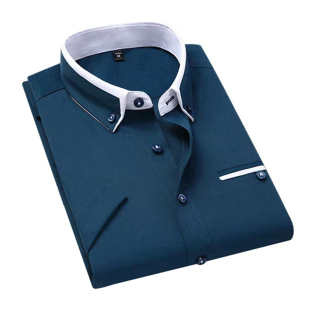 Henry | Stylish Contrast-Collar Button-Up Shirt - Valereo
