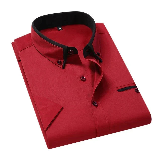 Henry | Stylish Contrast-Collar Button-Up Shirt - Valereo