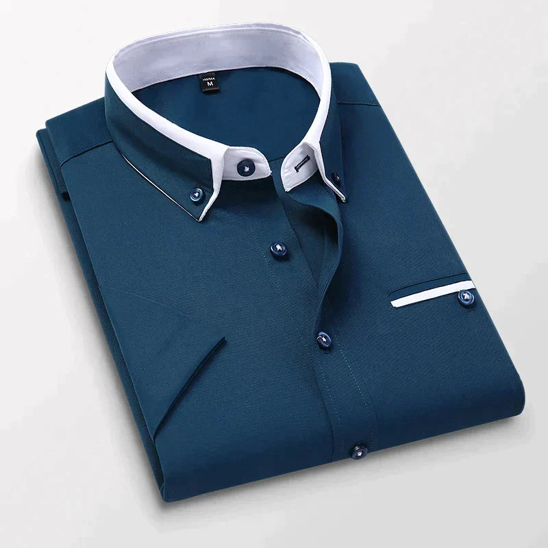 Henry | Stylish Contrast-Collar Button-Up Shirt - Valereo