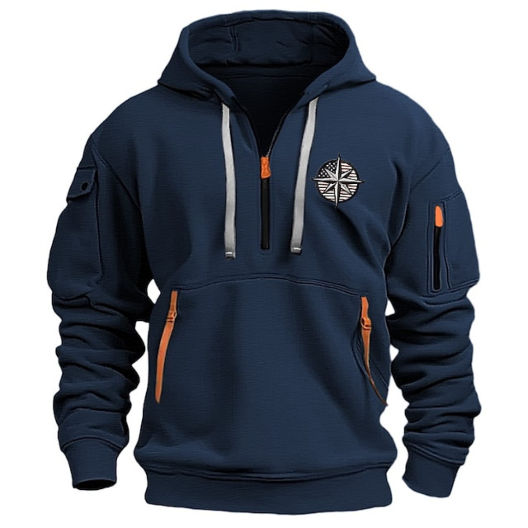 Jack | Casual Quarter-Zip Cargo Hoodie - Valereo