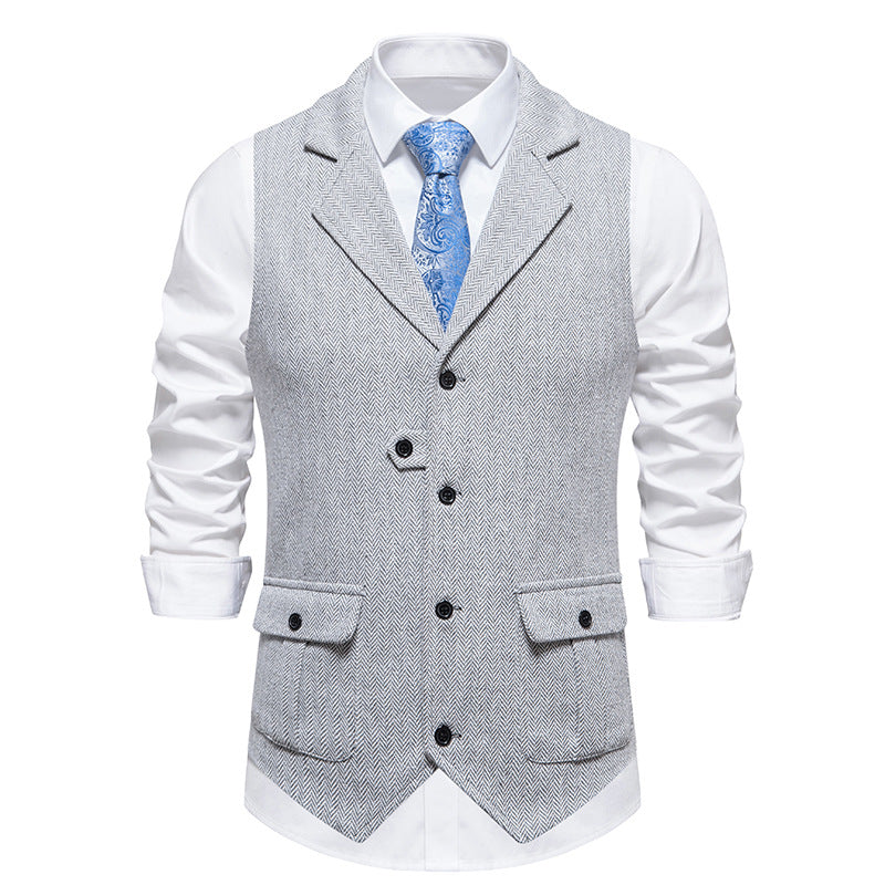 Jack | Refined Herringbone Tweed Vest - Valereo