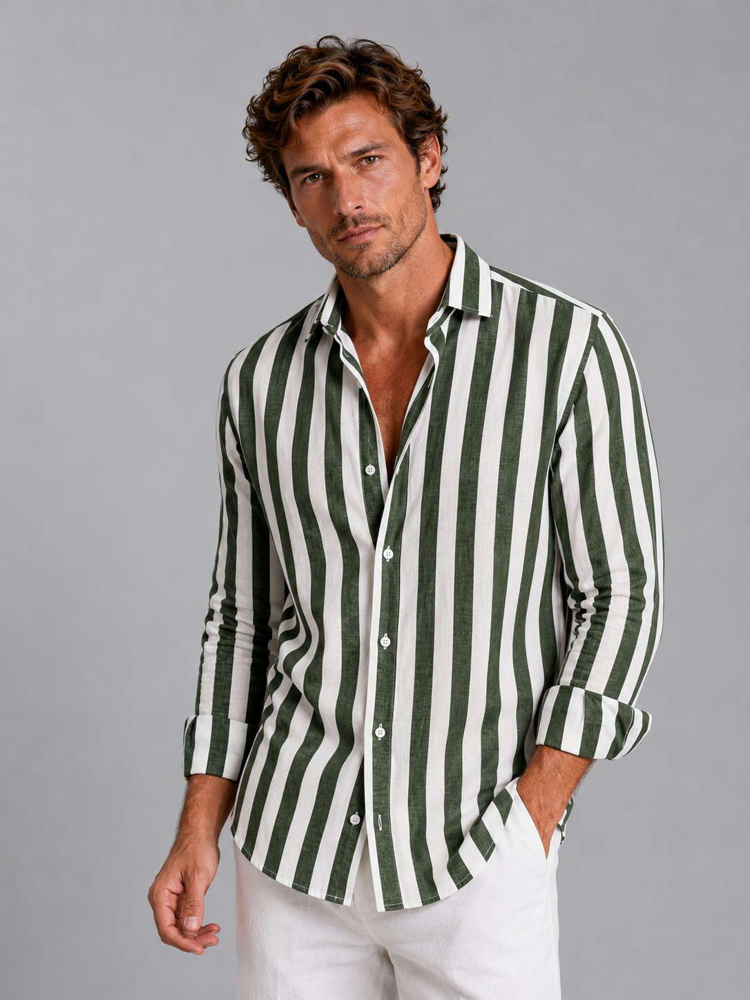 Jack | Stylish Striped Linen Shirt - Valereo
