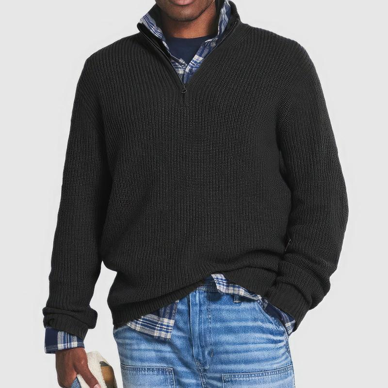 James | Casual Quarter-Zip Ribbed Sweater - Valereo