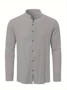 James | Relaxed Band Collar Cotton Shirt - Valereo