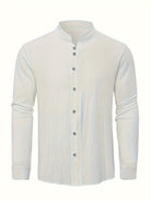 James | Relaxed Band Collar Cotton Shirt - Valereo