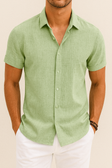 James | Relaxed Linen Short-Sleeve Shirt - Valereo