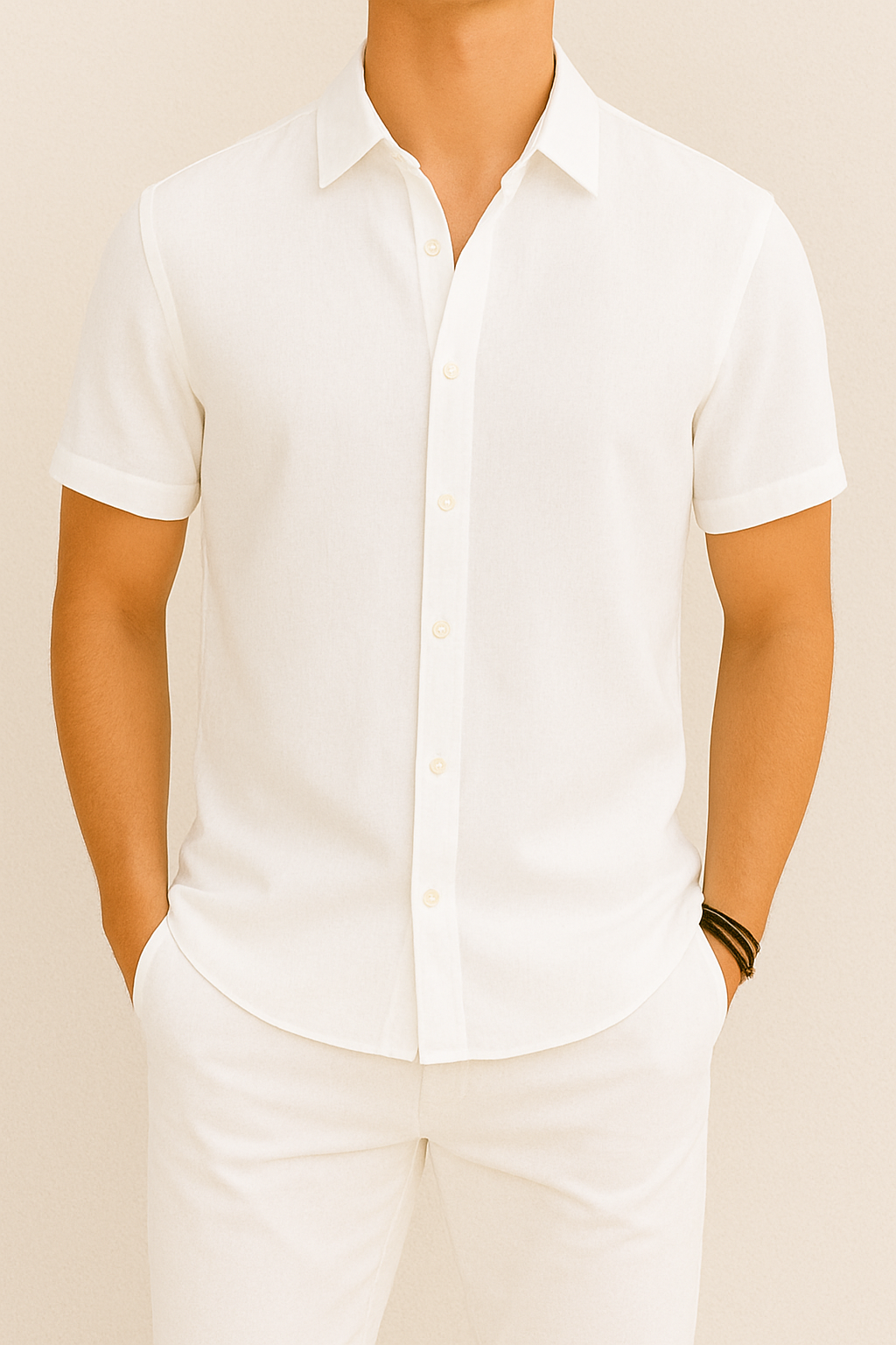 James | Relaxed Linen Short-Sleeve Shirt - Valereo