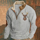 Jason | Casual Deer Print Quarter-Zip Sweater - Valereo