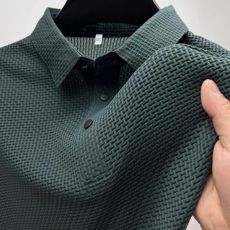 Jason | Elegant Waffle Knit Polo Shirt - Valereo