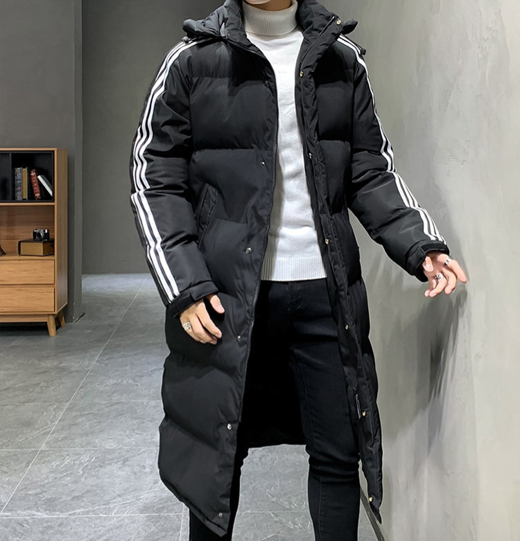 Jason | Modern Striped Long Puffer Jacket - Valereo