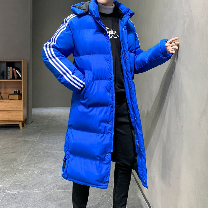 Jason | Modern Striped Long Puffer Jacket - Valereo