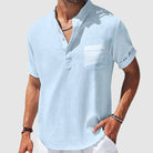 Jason | Relaxed Linen Henley Shirt - Valereo