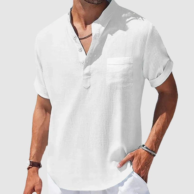 Jason | Relaxed Linen Henley Shirt - Valereo