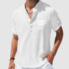 Jason | Relaxed Linen Henley Shirt - Valereo