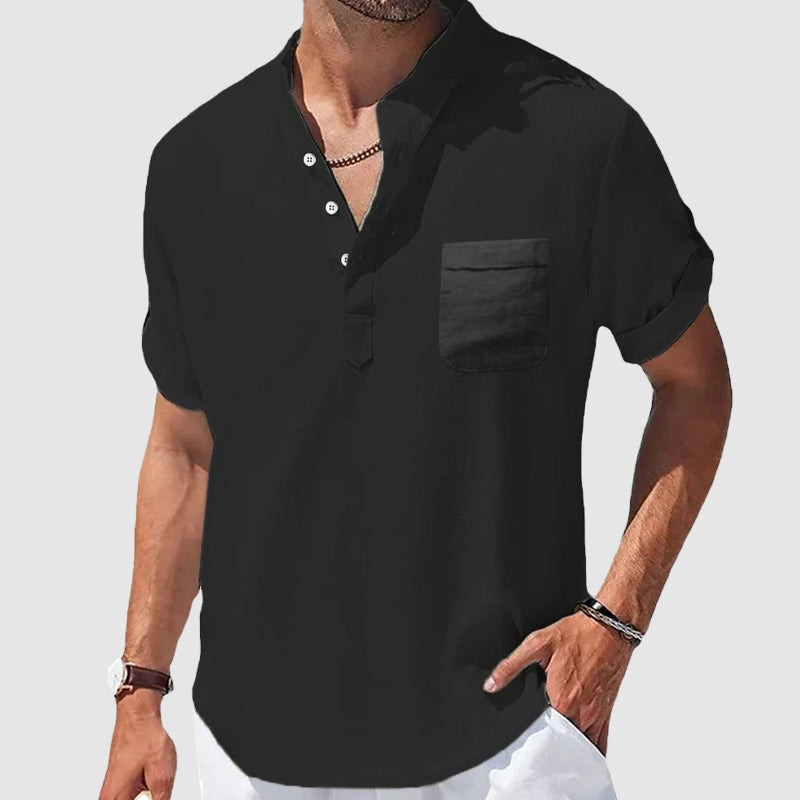 Jason | Relaxed Linen Henley Shirt - Valereo