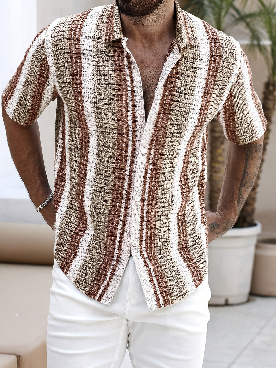 Jason | Stylish Textured Stripe Shirt - Valereo