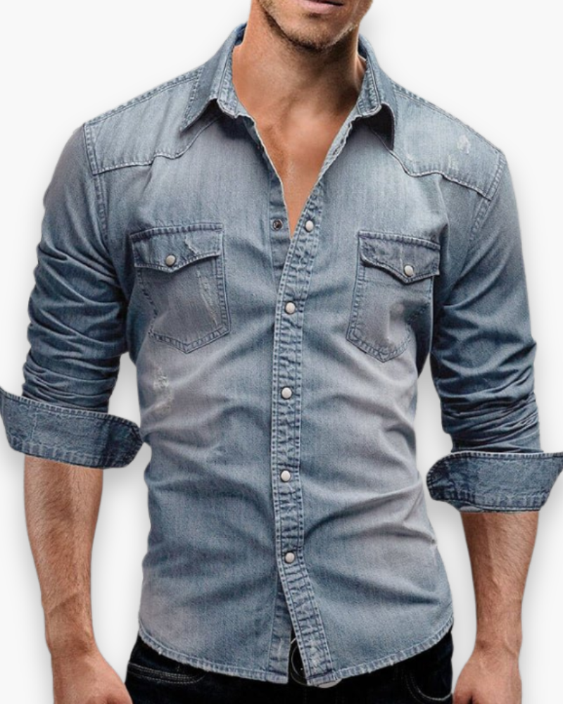 Jermaine | Casual Denim Snap-Button Shirt - Valereo