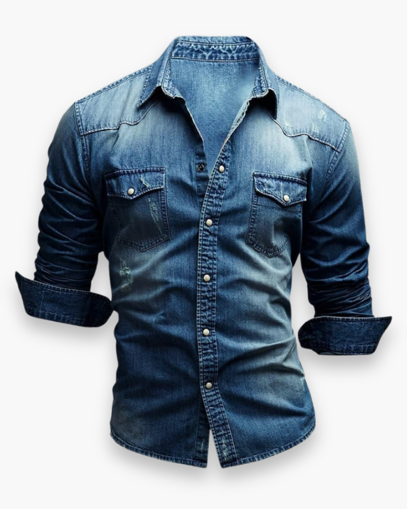 Jermaine | Casual Denim Snap-Button Shirt - Valereo