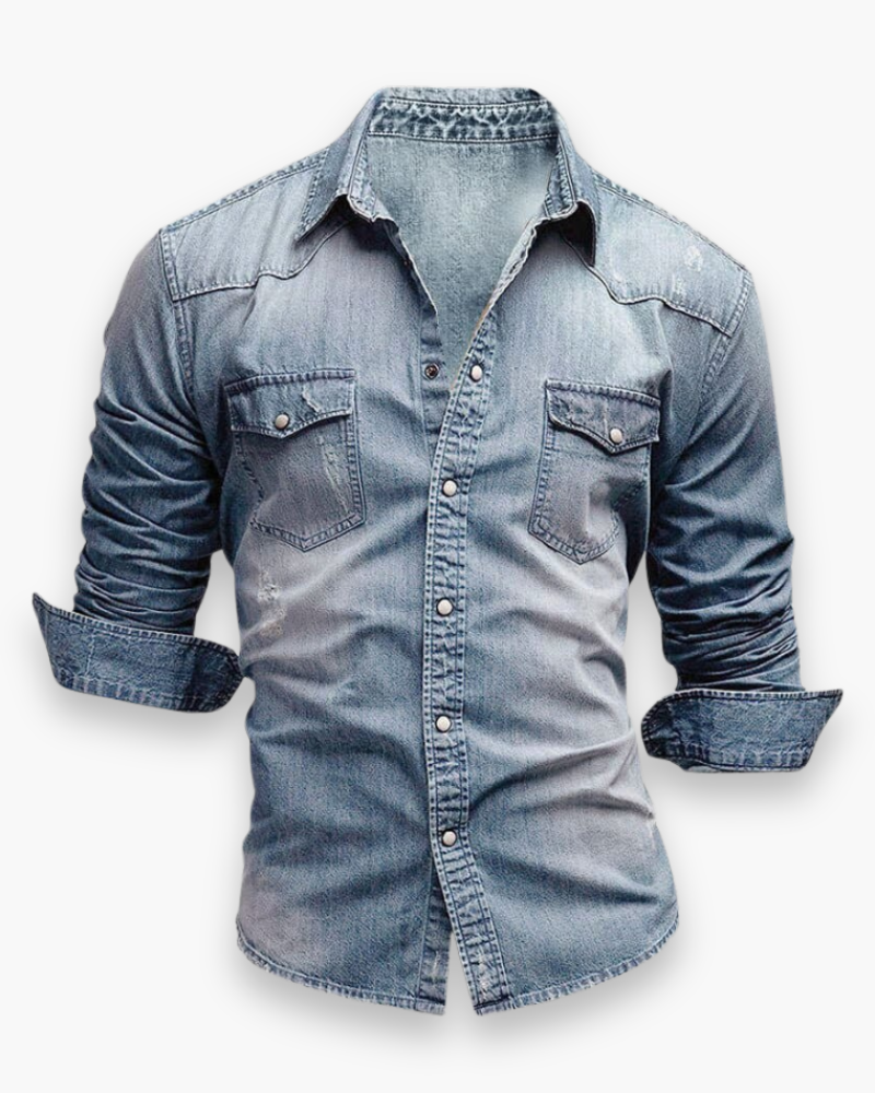 Jermaine | Casual Denim Snap-Button Shirt - Valereo