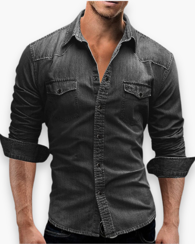 Jermaine | Casual Denim Snap-Button Shirt - Valereo