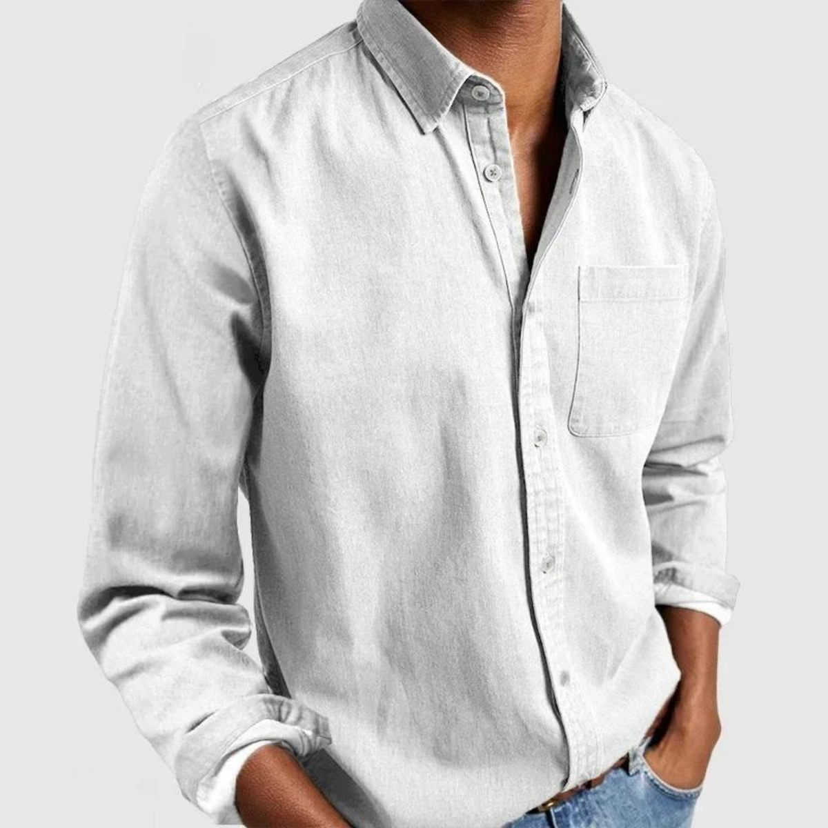 Jermaine | Classic Denim Button-Down Shirt - Valereo